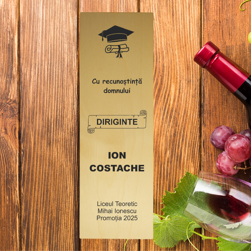 Cutie Din Lemn Pentru 1 Sticla Vin, Cu Recunostinta, Personalizabila 